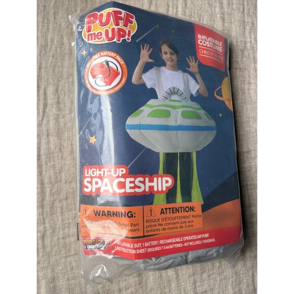 Inflatable Costume Spooktacular Creations Light-Up Spaceship Kids size 7-10 Yrs - Picture 2 of 5